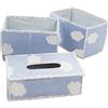 roba Set Organizer Kleine Wolke - 3 Pezzi - 2 Scatole per Pannolini e Accessori - 1 Scatola per Salviette Umidificate - per Cameretta dei Bambini - Materiali Controllati e Certificati - Azzurro
