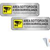 Cartello Videosorvegliata Alluminio Spazzolato 15X5Cm, 2 Cartello Adesivo Area V