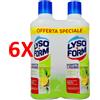 LYSOFORM 6 X Lysoform Casa Disinfetta E Pulisce Te' Verde & Limone 2 Pezzi Da 1100 Ml
