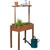 dobar® 58256FSCe - Aiuola rialzata Firenze, in legno massiccio, con ripiano rialzato, per insalata stretta, con fioriera, 80 x 40 x 145 cm, colore: Marrone