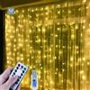 WISDOM TENDA LUMINOSA A LED LUCE CALDA 8 MODALITÀ DI LUCE CON TELECOMANDO 3X3 METRI USB
