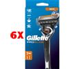Gillette 6 X Gillette Proglide Rasoio 5 Lame Manual Flexball + 2 Ricambio