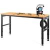 VEVOR Banco da Lavoro Regolabile Tavolo da Lavoro Dimensioni Piano 1220 x 508 mm Altezza Regolabile 719-968 mm Carico max. 900kg, Tavolo con Prese di Corrente Piano in Legno per Ufficio, Casa, Garage