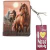 Depesche 13682 Miss Melody Dreamland - borsellino Color Bacca, con Motivo di Cavalli, Portafoglio con Chiusura a Scatto