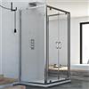 Idralite BOX DOCCIA 80X110X80 CM 3 TRE LATI VETRO TRASPARENTE 2 ANTE A BATTENTE SALOON