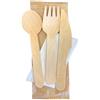 Palucart 50 o 500 Set Tris Posate LEGNO Forchetta Cucchiaio Coltello Tovagliolo Monouso