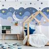 Ambiance Sticker Adesivi murali per bambini, decorazione per cameretta dei bambini, adesivi da parete scandinavo, adesivi da parete gigante, nuvole, stelle e luna, H80 x L120 cm