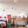 Ambiance Sticker Stickersnews - Adesivo da parete per bambini, motivo cameretta dei bambini, 50 adesivi da parete con stelle rosa e gialle, H30 x L40 cm