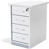 Rocada | Cassettiera ufficio | 47 x 60 x 72 cm | Cassettiera in legno con serratura | Mobile ausiliario per ufficio con 4 cassetti | Colore bianco