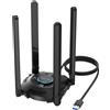 WAVLINK Adattatore WiFi 6E Potente AX5400 Scheda di Rete Wireless con 2,4/5/6GHz