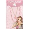 Depesche 13809 TOPModel Leoheart - collana doppia, placcata oro, con perline e ciondoli rossi e bianchi, lunghezza variabile (42 cm + 5 cm)