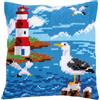 VERVACO Kit Cuscino Punto Croce FARO E GABBIANI Set Ricamo Principianti Cuscini Gobelin Decorativi ca. 40 x 40 cm Accessori Per Lavoretti Creativi DIY Casa Decor Hobby Adulti Cross Stitch
