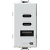 4box - Alimentatore USB CCA 20W compatibile Bticino® Matix™, per caricare i tuoi dispositivi senza bisogno di alimentatori. 3 connettori: due di tipo C e uno di tipo A. Colore Bianco
