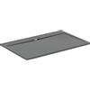 Ideal Standard - Ultra Flat S i.life, Piatto doccia rettangolare 140x90 in resina, Piletta di scarico lato lungo, Finitura opaca effetto pietra, Grigio cemento