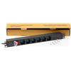 Link multipresa da rack 19 LK10060 con 6 prese universali tripolari/Schuko e interruttore, spina ita. 16A cavo 1,75m metallo capacità 3,5K, misure 48,5x4,5x4,5. Alette reversibili.