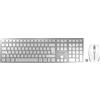 CHERRY DW 9100 SLIM, Set di Tastiera e Mouse Senza Fili, per il Regno Unito QWERTY , Connessione Bluetooth e Wireless 2,4 GHz, Tasti Silenziosi, Design Piatto, Ricaricabile, Bianco-Argento