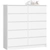 LBSIGN Cassettiera Credenza 120x40x120 Cm 10 Cassetti Artika Bianco Opaco