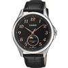 Casio Orologio Uomo CASIO MTP-M110L-1AVER Pelle Nero Fasi Lunari VINTAGE