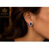 ORECCHINI IN ORO 18 KT , TIT. 750 CON ZAFFIRI E BRILLANTI