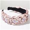 Cerchietto Rosa Cipria Intrecciato Con Fiori Gioiello Luminosi Elegante CF52740
