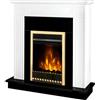 Ambra Flame Camino Elettrico 2000W Bianco Classico con Frontale Dorato da Terra