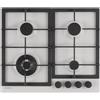 SCHOCK | Piano Cottura 4 Fuochi Gas Professional PC60 con Manopole Nere Opache Soft Touch, Griglie in Ghisa, Valvole di Sicurezza, New Alumina, 585x500 mm