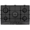 SCHOCK | Piano Cottura 5 Fuochi Gas Primus PC75 con Manopole Nere Opache Soft-Touch, Griglie in Ghisa, Valvole di Sicurezza, Nero Opaco, 740x500 mm