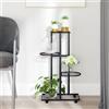 vidaXL Fioriera a 4 Piani con Ruote 44x23x80 cm Ferro Nero