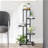 vidaXL Fioriera a 5 Piani con Ruote 44x23x100 cm Ferro Nero