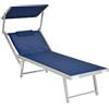 XONE LETTINO MARE IN ALLUMINIO CON PARASOLE E CUSCINO 183CM TELO TEXILENE COLORE BLU