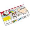 Rayher 69217000 Kit per lavoretti creativi manuali per bambini, set Bricolage Basico, contenuto 900 pezzi, vari materiali, con Cassetta porta attrezzi con manico in legno