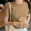 T-shirt donna estiva casual manica corta in tinta unita e stile vestibilità amp