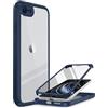 Miracase Custodia per iPhone SE 2022/2020, Cover per iPhone 8 [Pellicola Salvaschermo in Vetro Temperato 9H] di Grado Militare a 360 Gradi, Antiurto, Elegante Case Posteriore Trasparente (Blu)