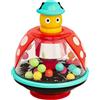 Battat Coccinella Pushtop, trottola interattiva con 20 Palline | Gioco di causa-effetto da premere, con 20 palline colorate e superficie riflettente, per bambini in su, 1+ anni
