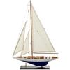 DRW Barca a vela con Le Candele issate e Casco in Legno su una Base in Bianco e Blu 80x60x12 cm