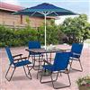 BAKAJI Ombrellone da Mare Spiaggia Giardino con Palo in Acciaio Reclinabile Rivestimento in Tessuto Anti UV Diametro 210 cm con Tracolla Custodia (Azzurro)