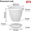 Veca Set Vaso Verona con Sottovaso e Terriccio Plastica per Giardino Interno Esterno