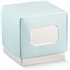 Subitodisponibile MILLE RIGHE CELESTE Scatola FLEUR portaconfetti 9X9X9 cm con tasca per b 0LEW