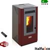 AMG Spa Stufa a pellet Italfuoco Acciaio potenza 9Kw 200 m³ bordeaux con telecomando -