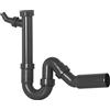 Cornat Rezyklat T353104R - Sifone tubolare per lavabo, 1 1/2 pollici x 50 mm, con attacco per dispositivi e ramo a 45°, realizzato in plastica riciclata, made in Germany