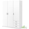 KIT ARMADIO CAMERA DA LETTO SPRINT 3 ANTE + CASSETTI BIANCO 147x50x200h CM