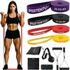 PORTENTUM Elastici fitness - Set da 10 - Bande elastiche 4 livelli intensità - Maniglie, ancoraggio porta, protezioni e borsa - Elastico palestra in casa uomini e donne - Forza Crossfit Yoga Pilates
