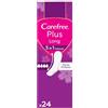 Carefree Salvaslip Plus Long Senza Profumo, Salva slip donna extra lungo con protezione 5in1 per 8h di sensazione di asciutto, Assorbenti senza profumo ultra sottili per uso quotidiano, 24 salvaslip