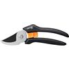 Fiskars forbici bypass per rami e ramoscelli freschi, Rivestimento antiaderente, Lame in acciaio/manici in FibreComp, Nero/arancio, Solid, P121, 1057160