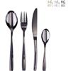 Galileo Casa 5910697 Set 24 Posate in Acciaio Manhattan, Finitura Lucida Nera, Inossidabile