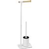Wenko, 22511100, Macao abbinato, WC in legno/acciaio Bianco/Marrone 21 x 15 x 70,5 cm