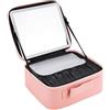 JOCCA - Valigetta per il trucco con specchio LED, luce bianca e calda, regolazione della luminosità, batteria ricaricabile 2000 mAh, portatile e compatta, colore rosa