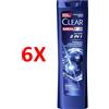 CLEAR 6 X Clear Men Shampoo Antiforfora Action 2in1 Tutti I Tipi Di Cute E Capelli 22