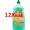 SOLE 12 X Sole Detersivo Piatti Liquido 1100 Ml.limone Verde Detergente Piatti Stovi