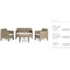 Arreditaly Salottino giardino salotto resina effetto rattan set di mobili 4 posti tavolino